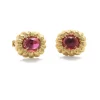 David Webb Cuff Links*Fluted Gold Framed Cuff Links, Rubellite