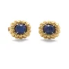 David Webb Cuff Links*Fluted Gold Framed Cuff Links, Sapphire