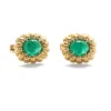 David Webb Cuff Links*Fluted Gold Framed Cuff Links, Emerald