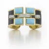 David Webb Bracelets*Four Stone Bastille Cuff, Turquoise, Black Enamel