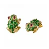 David Webb Earrings*Frog Earrings, Green Enamel