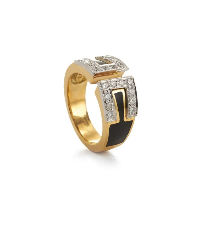 David Webb Rings*Gap Ring, Black Enamel