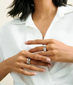 David Webb Rings*Gap Ring, White Enamel
