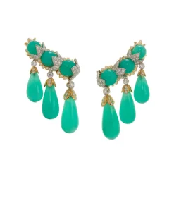 David Webb Earrings*Garland Ear Cuffs, Chrysoprase