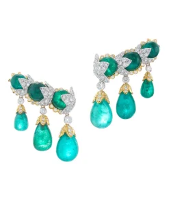 David Webb Earrings*Garland Ear Cuffs, Emerald