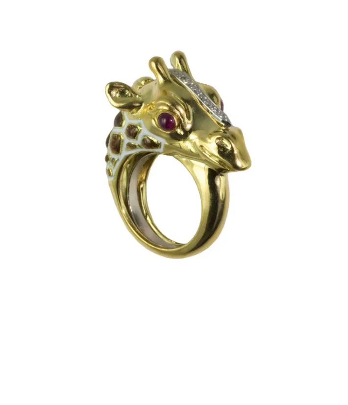 David Webb Rings*Giraffe Ring, Ruby Eyes