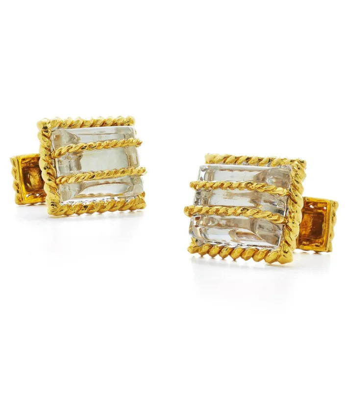 David Webb Cuff Links*Grilled Crystal Cuff Links