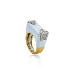 David Webb Rings*Hero Ring, White Enamel