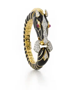 David Webb Bracelets*Horse Bracelet, Black Enamel, Ruby