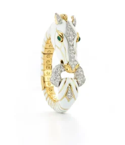 David Webb Bracelets*Horse Bracelet, White Enamel