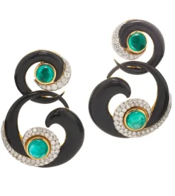 David Webb Earrings*Ink Scroll Earrings