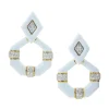 David Webb Earrings*Irving Place Earrings, White Enamel