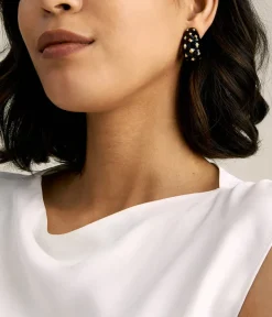 David Webb Earrings*Jackie Earrings, Black Enamel
