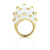 David Webb Rings*Jackie Ring, White Enamel