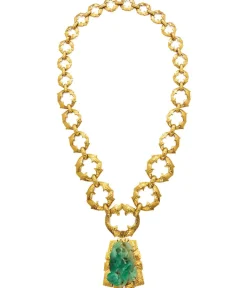 David Webb Necklaces*Jade Necklace, Hammered 18K Gold