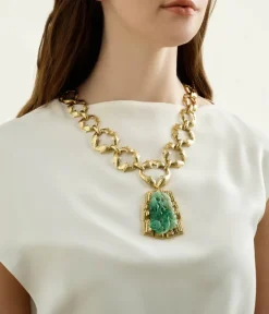 David Webb Necklaces*Jade Necklace, Hammered 18K Gold