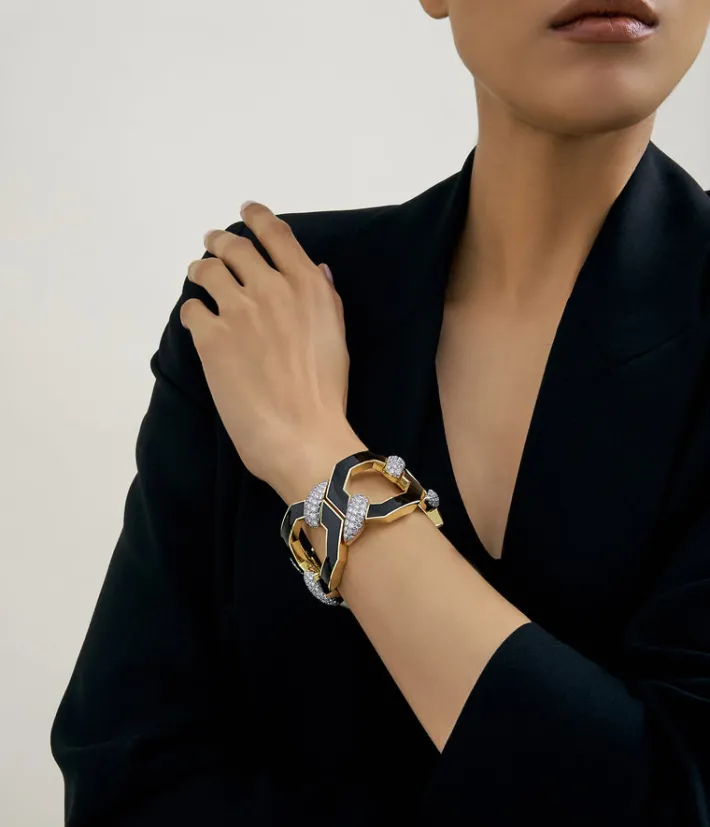 David Webb Bracelets*Juno Bracelet, Black Enamel