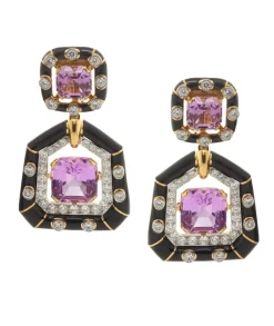 David Webb Earrings*Kunzite Bamboo Earrings