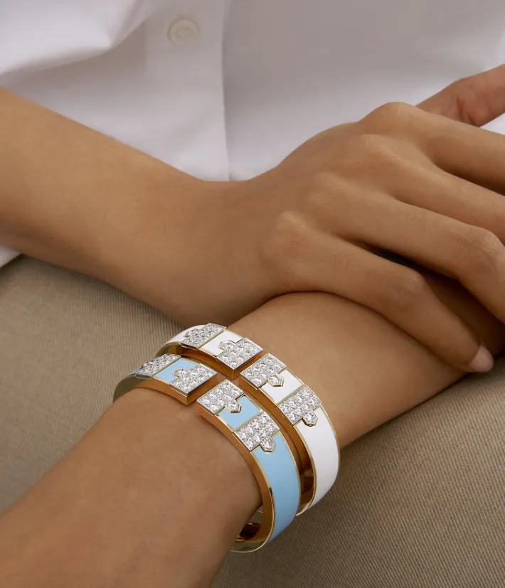 David Webb Bracelets*Lane Bracelet, White Enamel