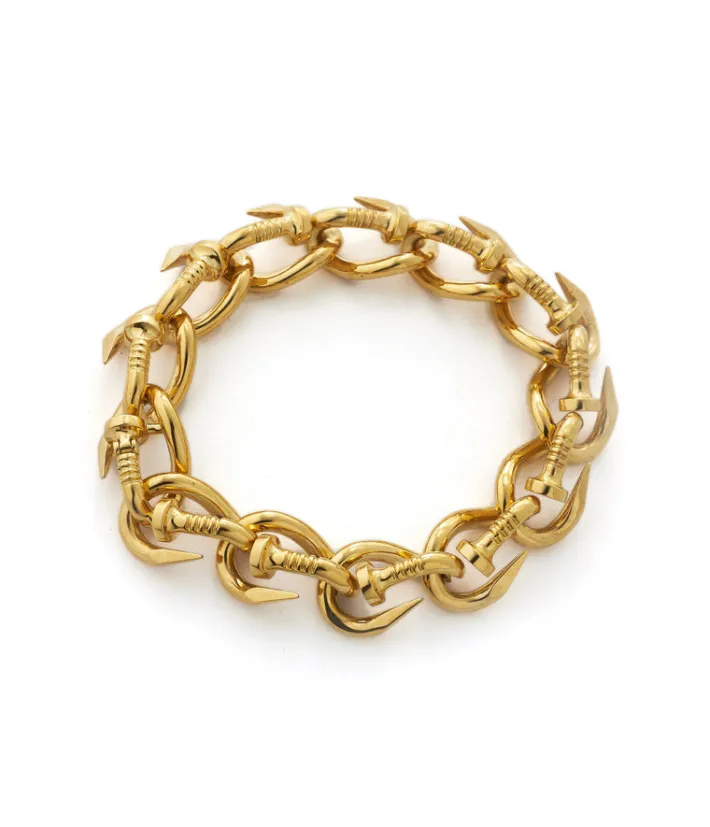 David Webb Bracelets*Large Bent Nail Link Bracelet, Polished 18K Gold