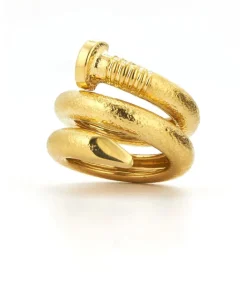 David Webb Rings*Large Nail Ring, Hammered 18K Gold