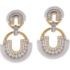 David Webb Earrings*Large Unity Earrings, White Enamel