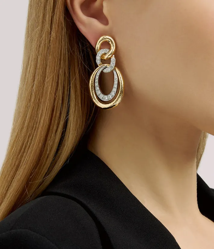 David Webb Earrings*Madison Twisted Double Oval Hoop Earrings