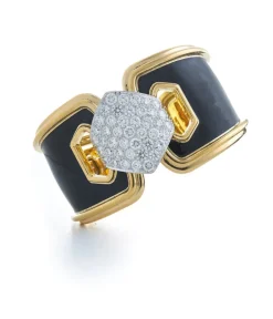 David Webb Bracelets*Marina Cuff, Black Enamel