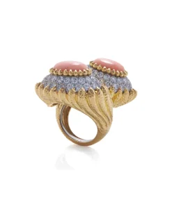 David Webb Rings*Mount Olympus Crossover Ring, Angel Skin Coral