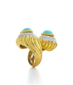 David Webb Rings*Mount Olympus Crossover Ring, Turquoise