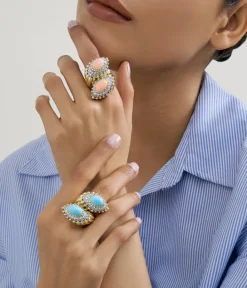 David Webb Rings*Mount Olympus Crossover Ring, Turquoise
