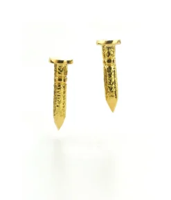 David Webb Earrings*Nail Stud Earrings, Hammered 18K Gold
