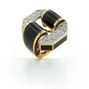 David Webb Rings*Octagonal Buckle, Black Enamel