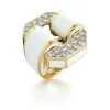 David Webb Rings*Octagonal Buckle Ring, White Enamel