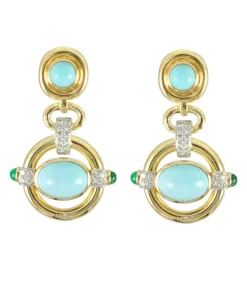 David Webb Earrings*Orbit Earrings, Turquoise