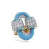 David Webb Rings*Oval Buckle Ring, Light Blue Enamel