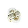 David Webb Rings*Oval Buckle Ring, White Enamel