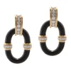 David Webb Earrings*Oval Link Earrings, Black Enamel