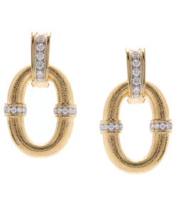 David Webb Earrings*Oval Link Earrings, Hammered Gold