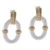 David Webb Earrings*Oval Link Earrings, White Enamel