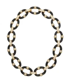 David Webb Necklaces*Oval Link Necklace, Black Enamel