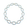 David Webb Necklaces*Oval Link Necklace, Light Blue Enamel