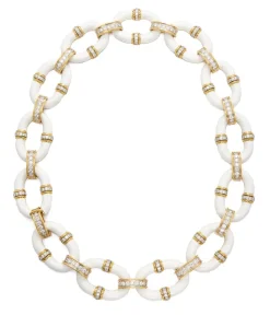 David Webb Necklaces*Oval Link Necklace, White Enamel