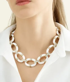 David Webb Necklaces*Oval Link Necklace, White Enamel