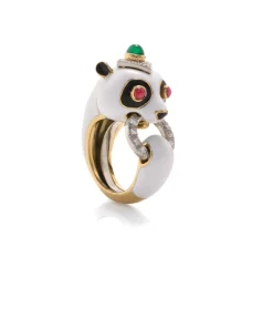 David Webb Rings*Panda Ring, Emerald