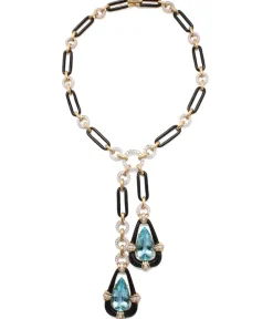 David Webb Necklaces*Paper Clip Necklace with Dual Drops
