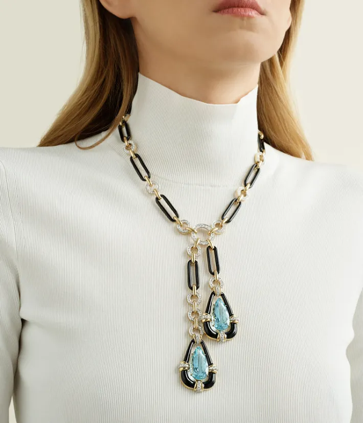 David Webb Necklaces*Paper Clip Necklace with Dual Drops