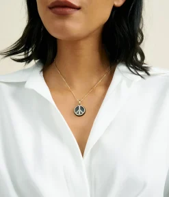 David Webb Necklaces*Peace Pendant Necklace, Black Enamel