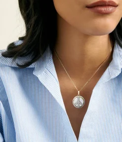 David Webb Necklaces*Peace Pendant Necklace, White Enamel