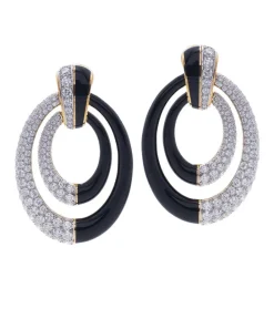 David Webb Earrings*Persephone Earrings, Black Enamel
